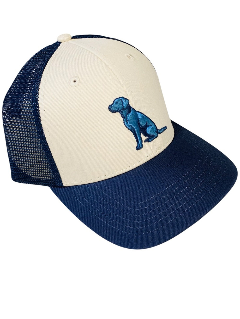 NWT LIFE IS GOOD Blue Dog Trucker Hat